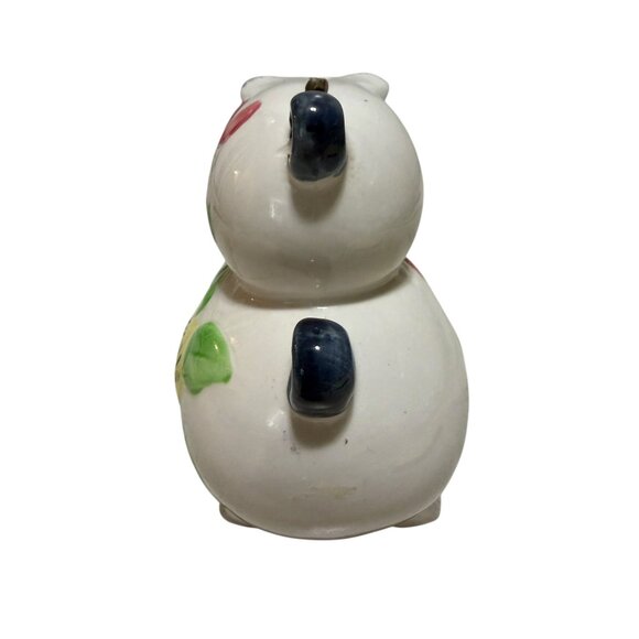 Ceramic White Piggy Bank Floral Coin Slot Stopper Decorative Japan - Picture 4 of 9